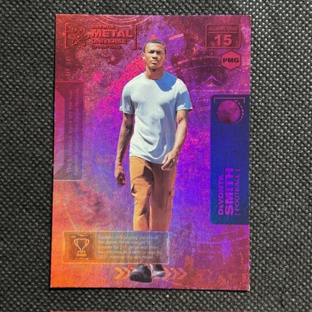 2021 Skybox Metal Universe Champions PMG Red /150 Devonta Smith #15 Rookie RC